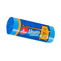 Мешки для мусора 20 л, синие, в рулоне 30 шт., ПНД, 8 мкм, 500х400 мм, Comfort, М0017 (МН 20-30с) в Твери
