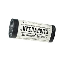 Мешки для мусора 30 л, черные, в рулоне 20 шт., ПНД, 7 мкм, 560х440 мм, Крепаномъ, 4607075710580 в Твери