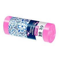 Мешки для мусора 30 л, розовые, в рулоне 30 шт., ПНД, 8 мкм, 560х480 мм, Узоры Чистоты, МУ3605 (ММЭ-30роз) в Твери