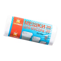 Мешки для мусора 30 л, белые, в рулоне 30 шт., ПНД, 5 мкм, 560х480 мм, Эконом, МЭ2585 (МНЭ 30-30б) в Твери