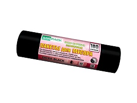 Мешки для мусора 180 л, ароматизированные, черные, в рулоне 10 шт., ПВД, 50 мкм, 1100х930 мм, EXTRA black, 18008301 в Твери