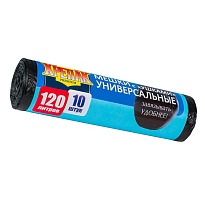 Мешки для мусора 120 л, с ушками, черные, в рулоне 10 шт., ПНД, 15 мкм, 1100х700 мм, Крепак, 4607075710474 в Твери
