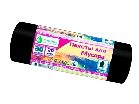 Мешки для мусора 30 л, черные, в рулоне 20 шт., ПНД, 7 мкм, 600х500 мм, MIRPACK Classik, 302040 в Твери