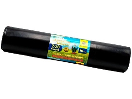 Мешки для мусора 200 л, ароматизированные, черные, в рулоне 10 шт., ПВД, 100 мкм, 1200х800 мм, Добрыня, Dob20010black в Твери