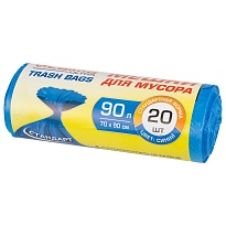 Мешки для мусора 90 л, синие, в рулоне 20 шт., ПНД, 14 мкм, 900х700 мм, LAIMA ULTRA, 607693 в Твери