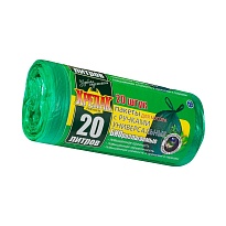 Мешки для мусора 20 л, биоразлагаемые, с ручками, черные, в рулоне 30 шт., ПНД, 10 мкм, 550х440 мм, Крепак, 4607075710047 в Твери