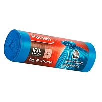 Мешки для мусора 160 л, синие, в рулоне 10 шт., ПВД, 21 мкм, 1200х870 мм, PACLAN Big&Strong, 604075 в Твери
