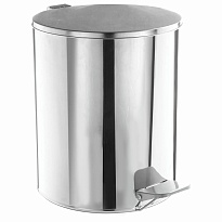 Ведро для мусора с педалью, усиленное, ТИТАН, 7 л, кольцо под мешок, нержавеющая сталь, хром в Твери