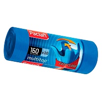 Мешки для мусора 160 л, с ушками, синие, в рулоне 10 шт., ПВД, 30 мкм, 1250х900 мм, PACLAN Multitop, 604064 в Твери
