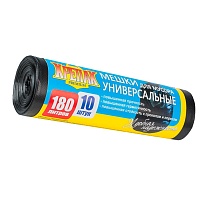 Мешки для мусора 180 л, черные, в рулоне 10 шт., ПНД, 20 мкм, 1150х800 мм, Крепак, 4607075710481 в Твери