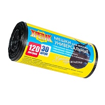 Мешки для мусора 120 л, черные, в рулоне 30 шт., ПНД, 15 мкм, 1100х700 мм, Крепак, 4607075710122 в Твери