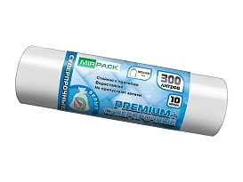 Мешки для мусора 300 л, белые, в рулоне 10 шт., ПВД 70 мкм, 1400х1000 мм, PREMIUM+, 300101602 в Твери