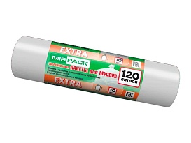 Мешки для мусора 120 л, белые, в рулоне 10 шт., ПНД, 14 мкм, 1100х700 мм, EXTRA, ex1201803 в Твери