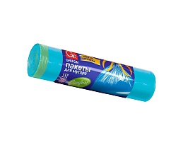 Мешки для мусора 50 л, с завязками, голубые, в рулоне 15 шт., ПНД, 14 мкм, 700х600 мм, GRIFON, 101-063 в Твери