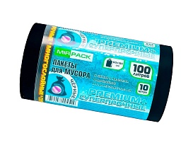 Мешки для мусора 100 л, черные, в рулоне 10 шт., ПВД, 70 мкм, 1000х600 мм, PREMIUM+, 1001076 в Твери