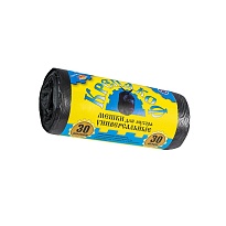 Мешки для мусора 30 л, с ушками, черные, в рулоне 30 шт., ПНД, 8 мкм, 580х460 мм, Крепакоф, 4607075710238 в Твери