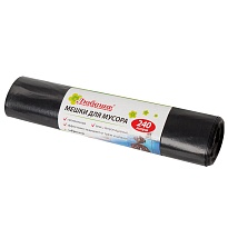 Мешки для мусора 240 л, черные, в рулоне 5 шт., ПВД 30 мкм, 1300х900 мм, Любаша, 605338 в Твери