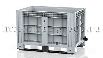 Контейнер iBox сплошной на полозьях с краном серый в Твери