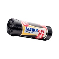 Мешки для мусора 60 л, черные, в рулоне 20 шт., ПНД, 9 мкм, 700х600 мм, МЕШКОFF, 4045 в Твери